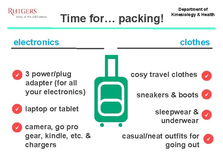 Time for… packing! electronics 3 power/plug adapter (for all your electronics) laptop or tablet