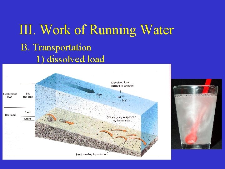 III. Work of Running Water B. Transportation 1) dissolved load 