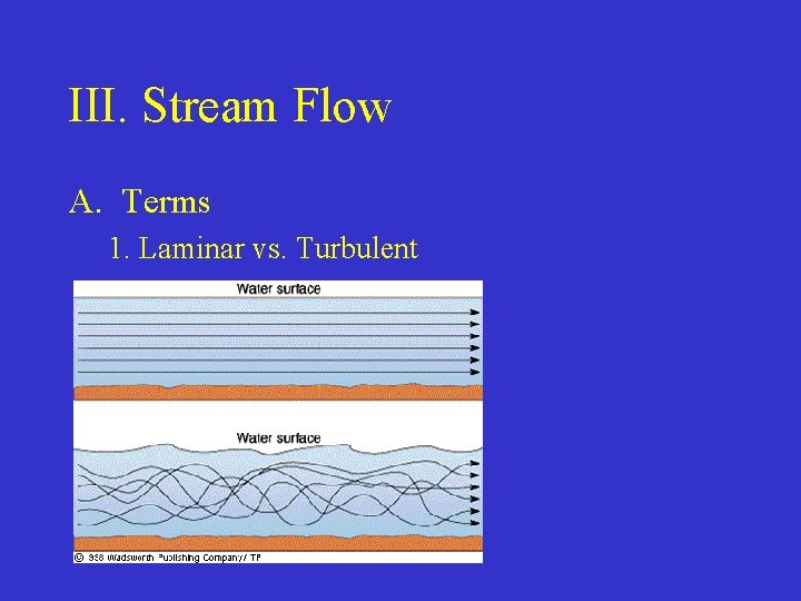 III. Stream Flow A. Terms 1. Laminar vs. Turbulent 
