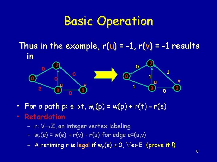 Basic Operation Thus in the example, r(u) = -1, r(v) = -1 results in