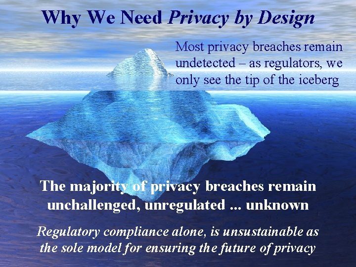 Why We Need Privacy by Design Most privacy breaches remain undetected – as regulators,