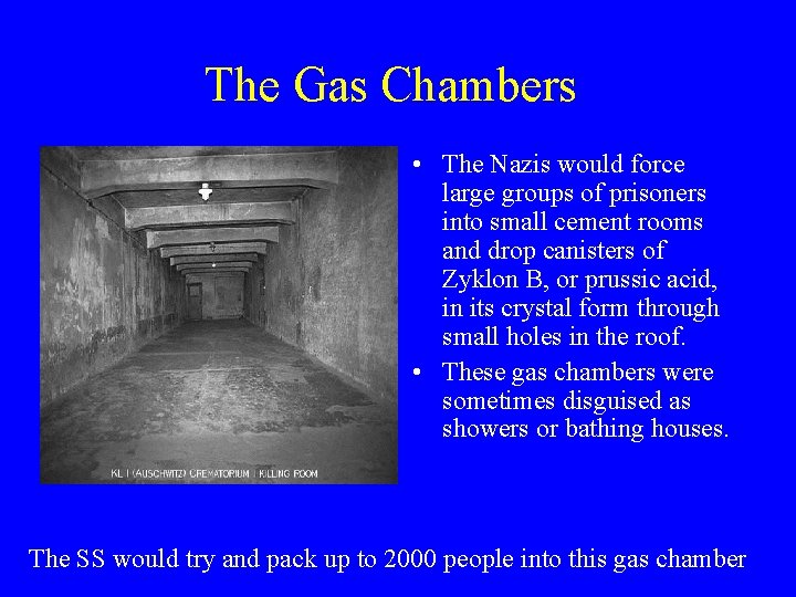 The Gas Chambers • The Nazis would force large groups of prisoners into small