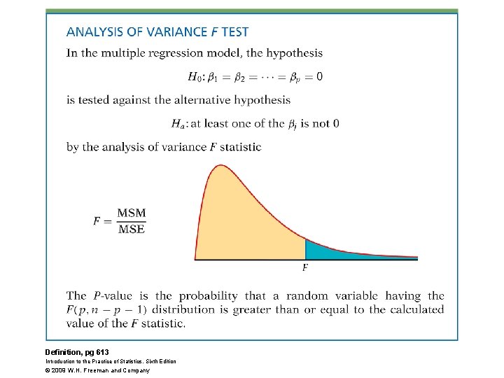 Definition, pg 613 Introduction to the Practice of Statistics, Sixth Edition © 2009 W.