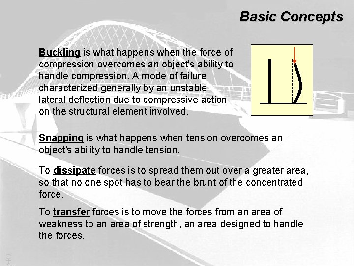 Basic Concepts Buckling is what happens when the force of compression overcomes an object's