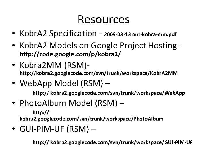 Resources • Kobr. A 2 Specification - 2009 -03 -13 out-kobra-mm. pdf • Kobr.