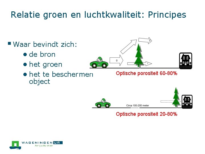 Relatie groen en luchtkwaliteit: Principes § Waar bevindt zich: ● de bron ● het