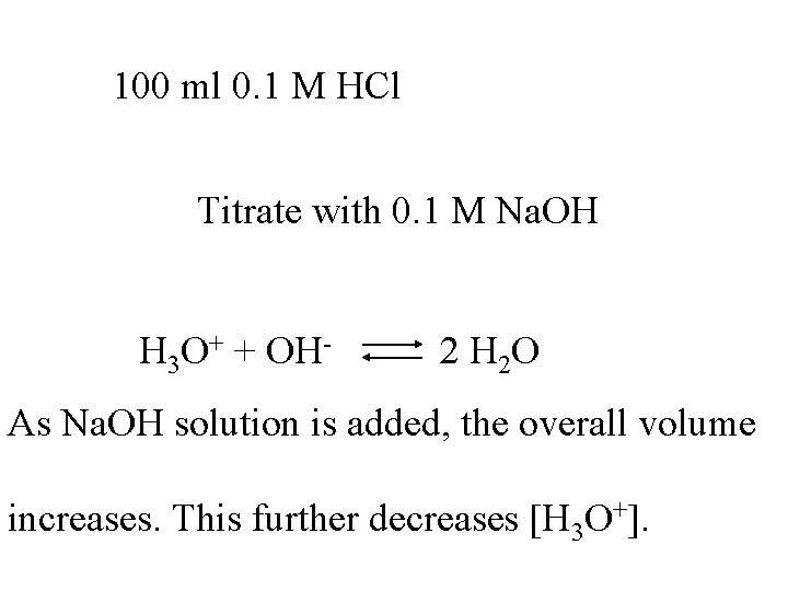 100 ml 0. 1 M HCl Titrate with 0. 1 M Na. OH H