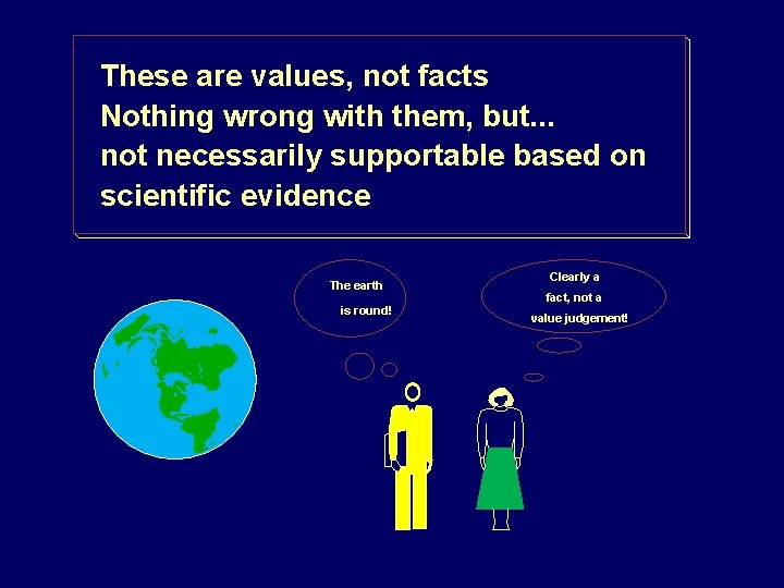 These are values, not facts Nothing wrong with them, but. . . not necessarily