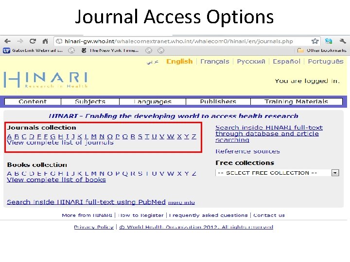 Journal Access Options 