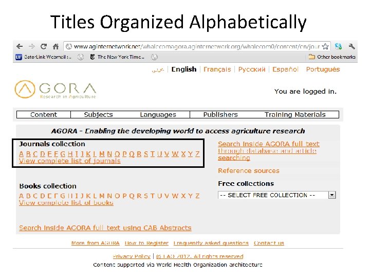 Titles Organized Alphabetically 