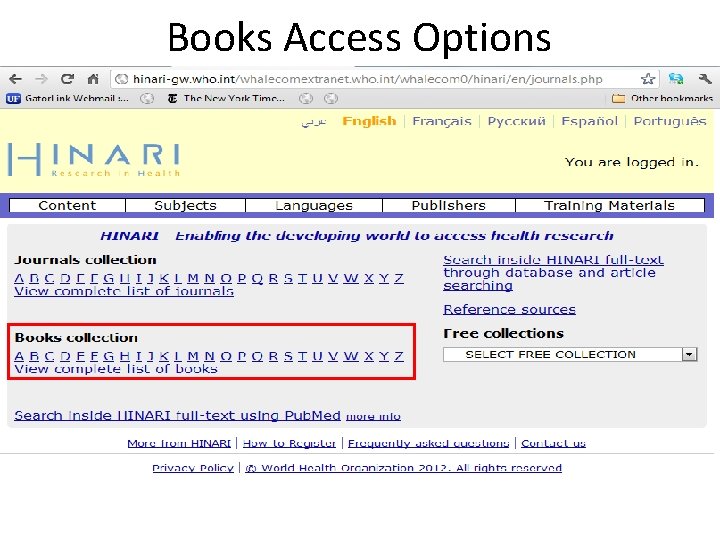 Books Access Options 