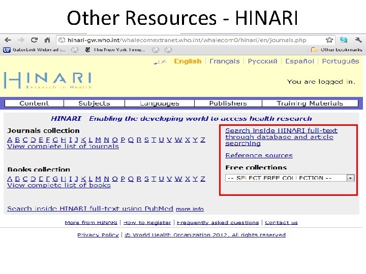 Other Resources - HINARI 