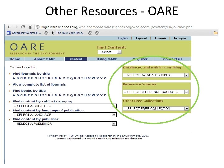 Other Resources - OARE 