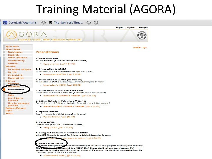Training Material (AGORA) 