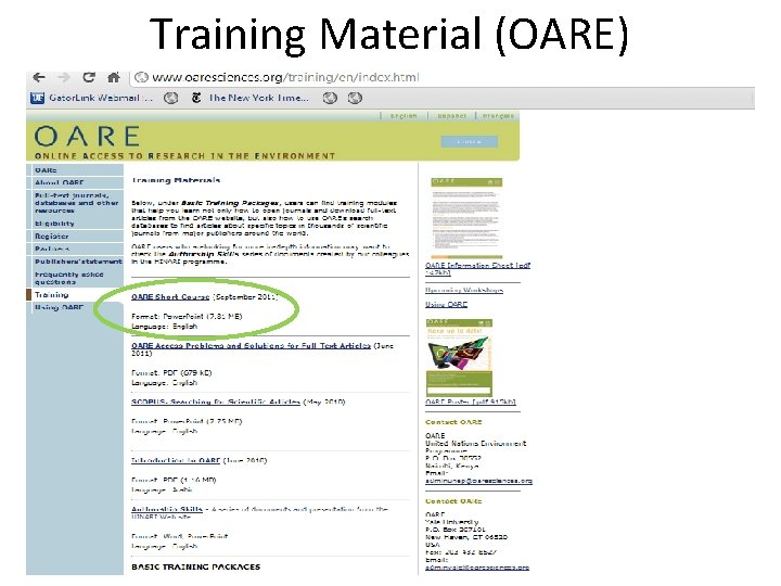 Training Material (OARE) 