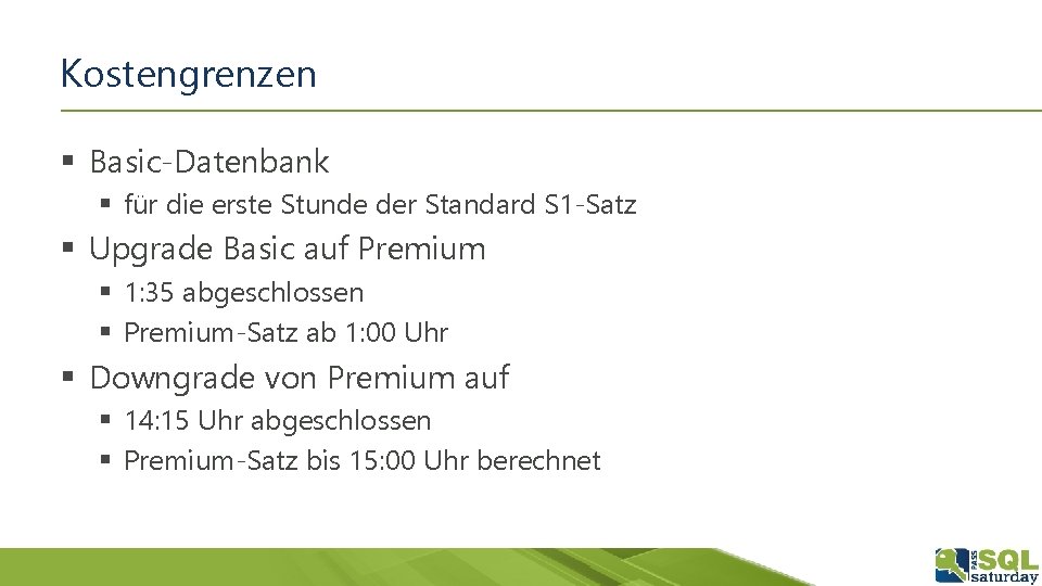 Kostengrenzen § Basic-Datenbank § für die erste Stunde der Standard S 1 -Satz §