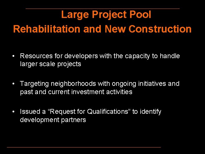 Large Project Pool Rehabilitation and New Construction • Resources for developers with the capacity