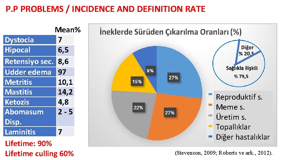 P. P PROBLEMS / INCIDENCE AND DEFINITION RATE Mean% Dystocia 7 Hipocal 6, 5