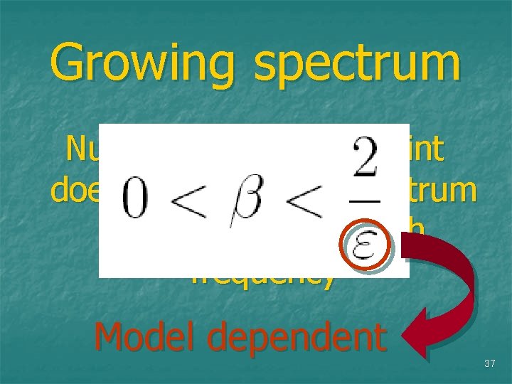 Growing spectrum Nucleosyntesis constraint does not allow the spectrum to be decreasing with frequency