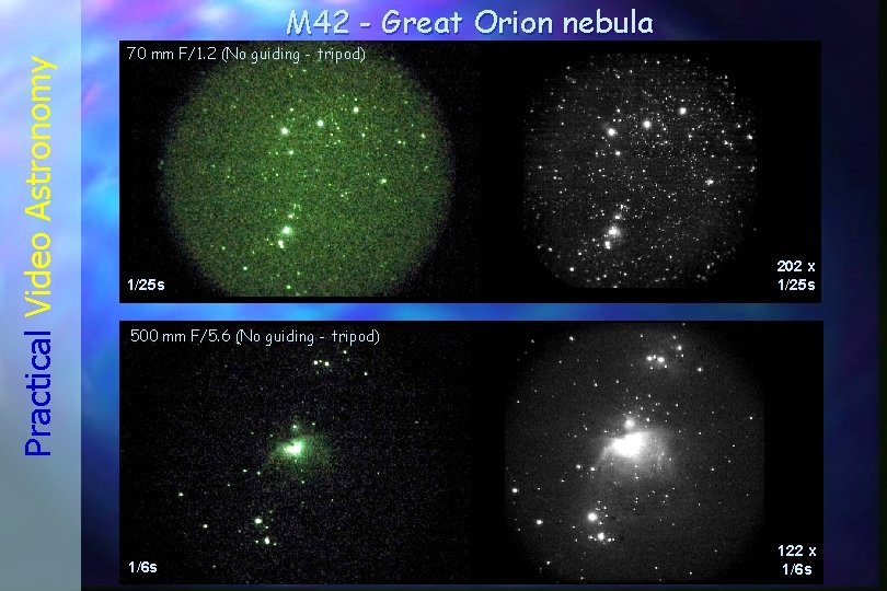 Practical Video Astronomy M 42 - Great Orion nebula 70 mm F/1. 2 (No