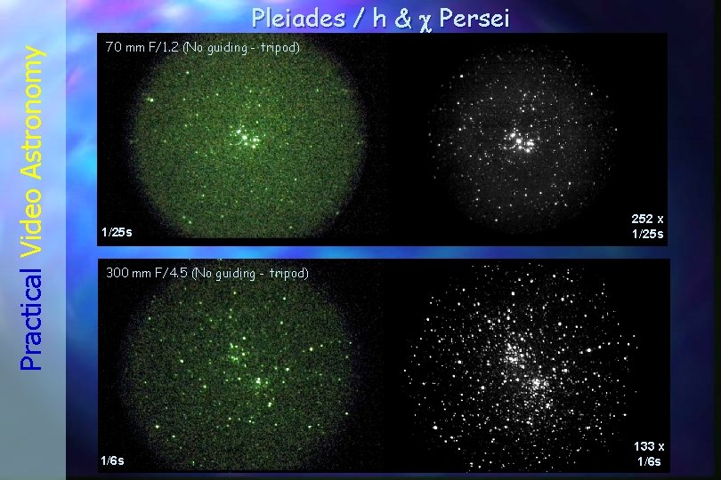 Practical Video Astronomy Pleiades / h & Persei 70 mm F/1. 2 (No guiding