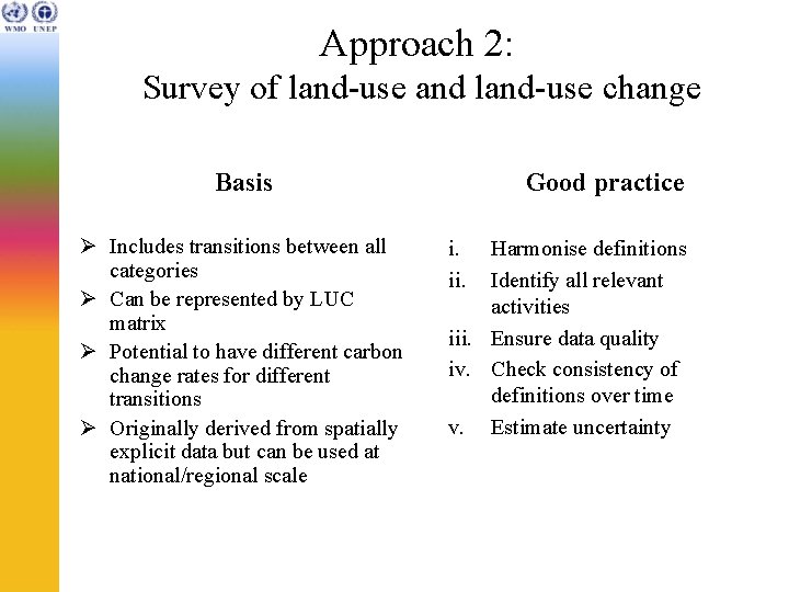 Approach 2: Survey of land-use and land-use change Basis Ø Includes transitions between all