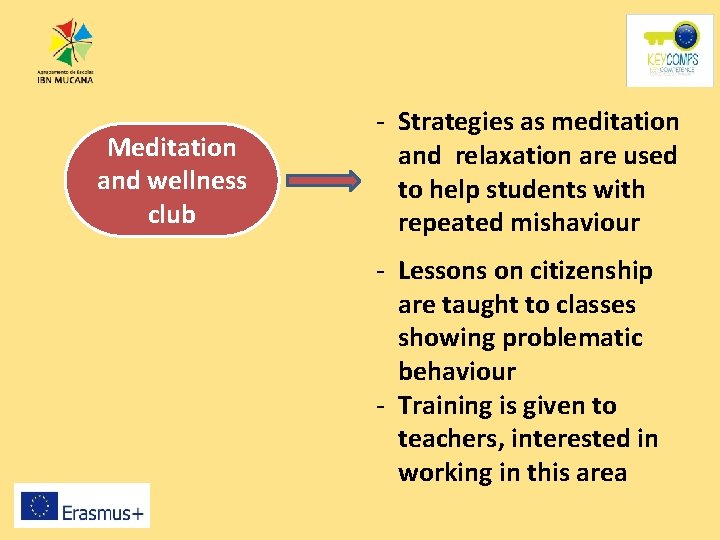 Meditation and wellness club - Strategies as meditation and relaxation are used to help