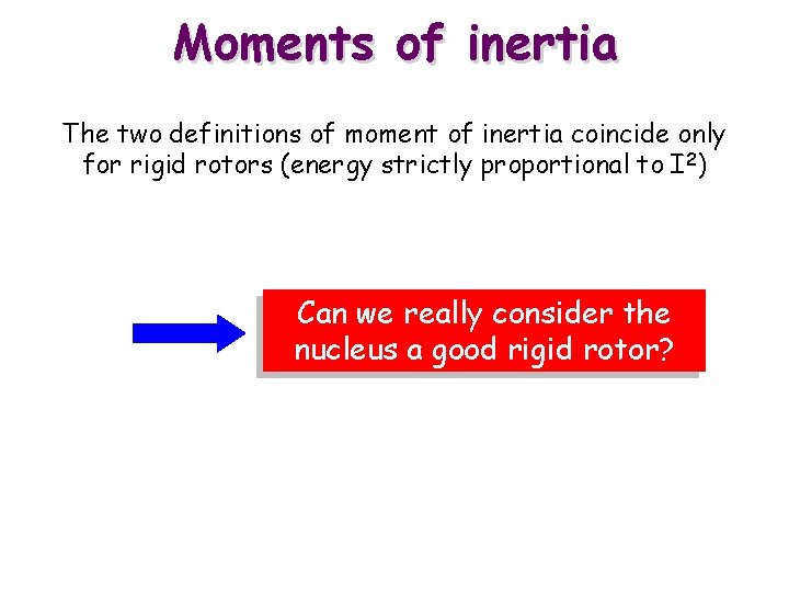 Moments of inertia The two definitions of moment of inertia coincide only for rigid