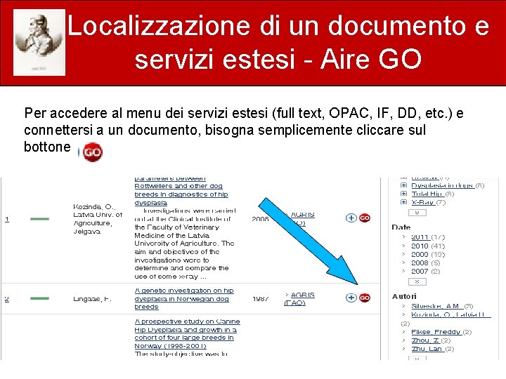 Localizzazione di un documento e servizi estesi - Aire GO Per accedere al menu