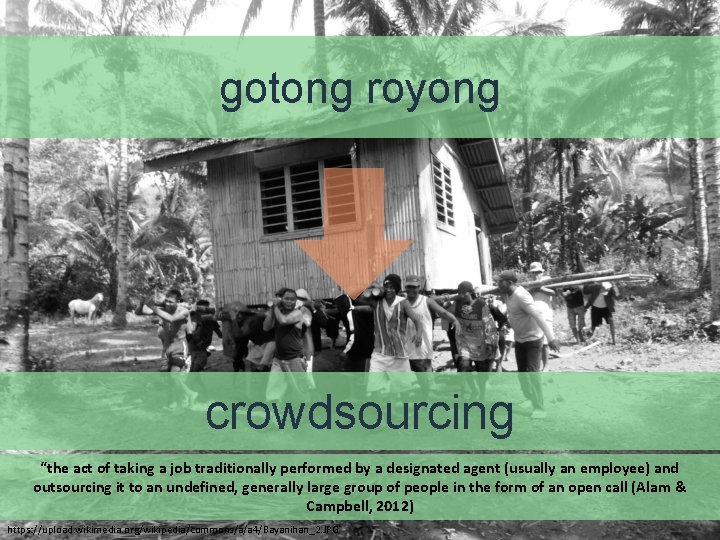 gotong royong crowdsourcing “the act of taking a job traditionally performed by a designated