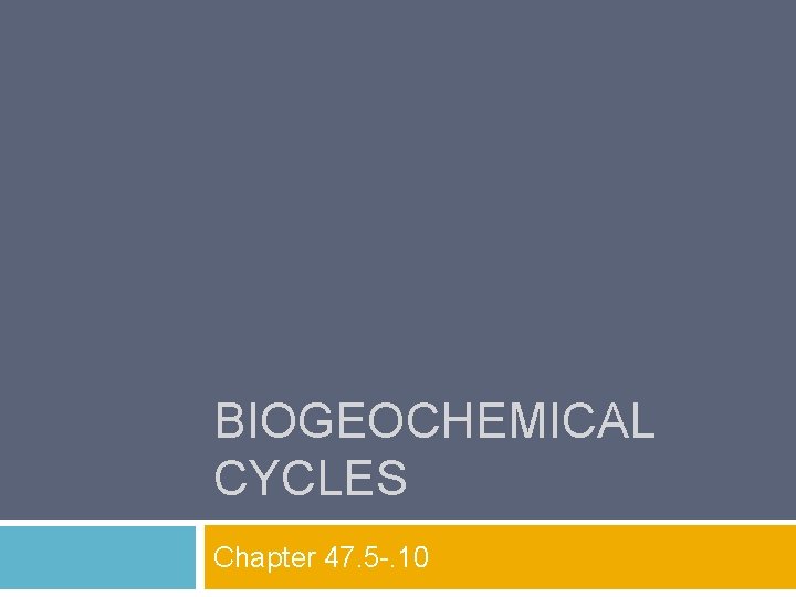 BIOGEOCHEMICAL CYCLES Chapter 47. 5 -. 10 