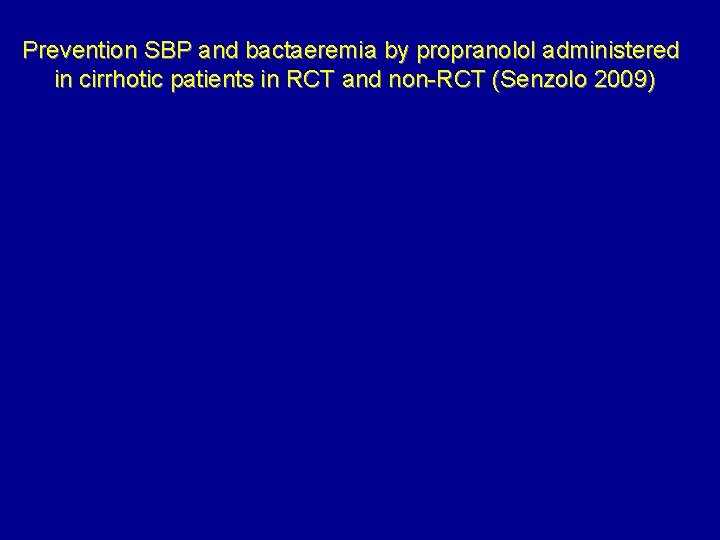 Prevention SBP and bactaeremia by propranolol administered in cirrhotic patients in RCT and non-RCT