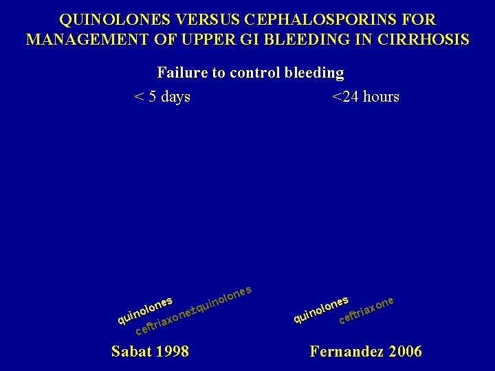 QUINOLONES VERSUS CEPHALOSPORINS FOR MANAGEMENT OF UPPER GI BLEEDING IN CIRRHOSIS Failure to control