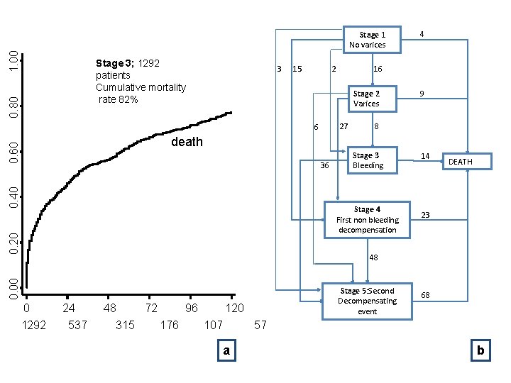 1. 00 Stage 1 No varices 0. 80 Stage 3; 1292 patients Cumulative mortality