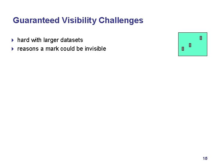 Guaranteed Visibility Challenges 4 hard with larger datasets 4 reasons a mark could be