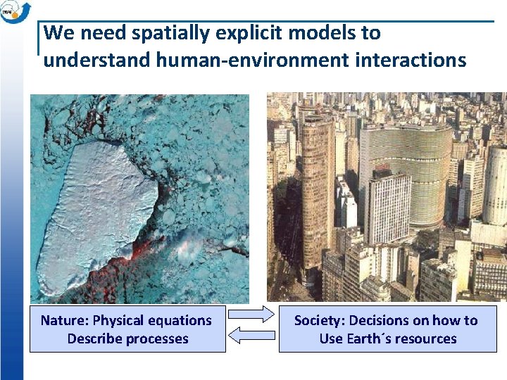 We need spatially explicit models to understand human-environment interactions Nature: Physical equations Describe processes