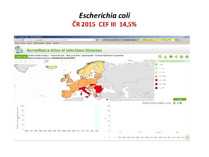 Escherichia coli ČR 2015 CEF III 14, 5% 