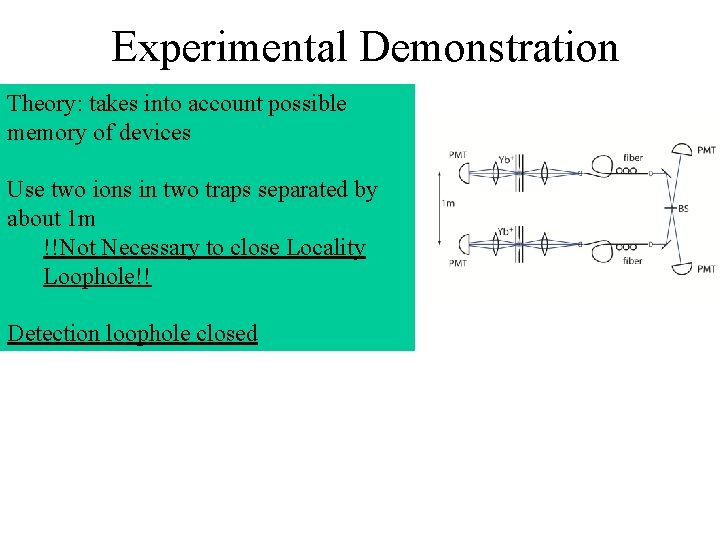 Experimental Demonstration Theory: takes into account possible memory of devices Use two ions in