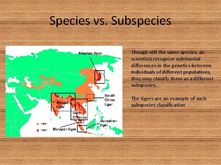 Species vs. Subspecies Though still the same species, as scientists recognize substantial differences in