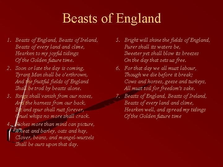 Beasts of England 1. Beasts of England, Beasts of Ireland, Beasts of every land