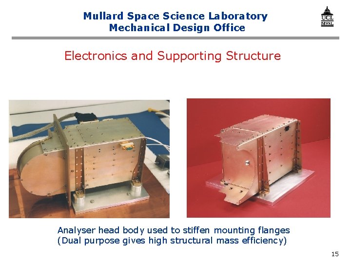 Mullard Space Science Laboratory Mechanical Design Office Electronics and Supporting Structure Analyser head body