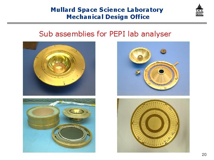 Mullard Space Science Laboratory Mechanical Design Office Sub assemblies for PEPI lab analyser 20