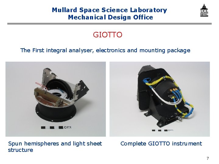 Mullard Space Science Laboratory Mechanical Design Office GIOTTO The First integral analyser, electronics and