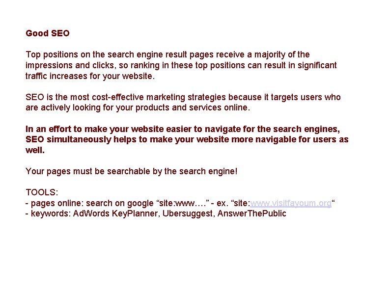 Good SEO Top positions on the search engine result pages receive a majority of