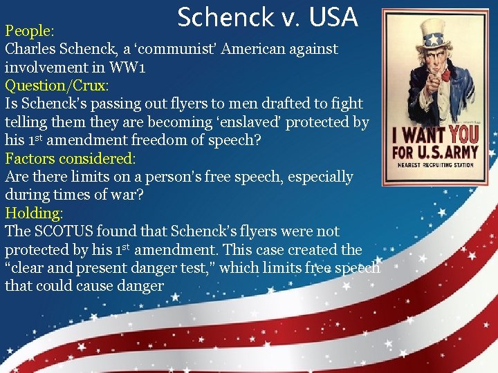 Schenck v. USA People: Charles Schenck, a ‘communist’ American against involvement in WW 1