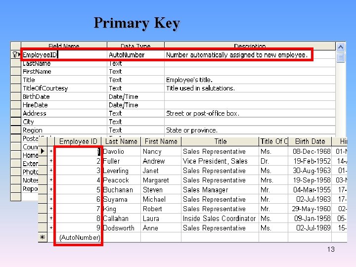 Primary Key 13 