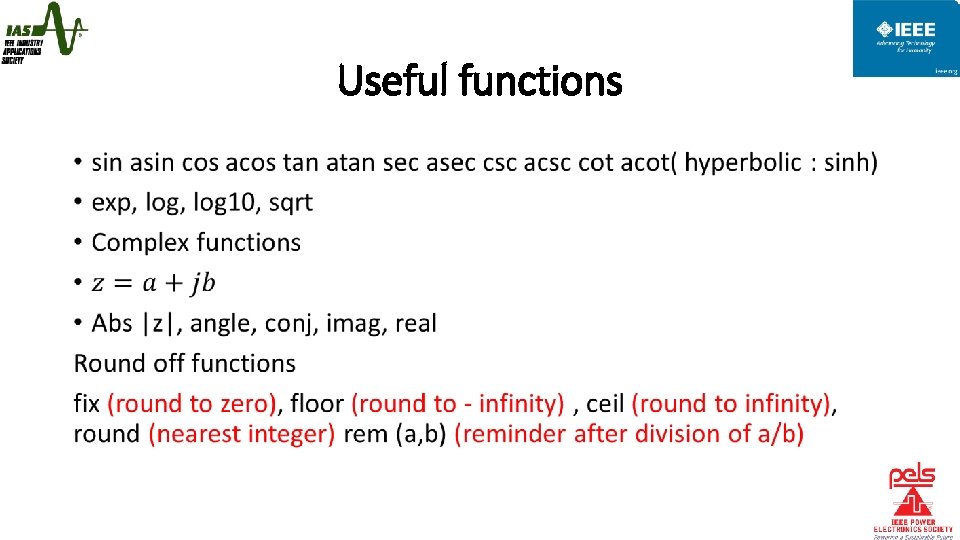 Useful functions • 