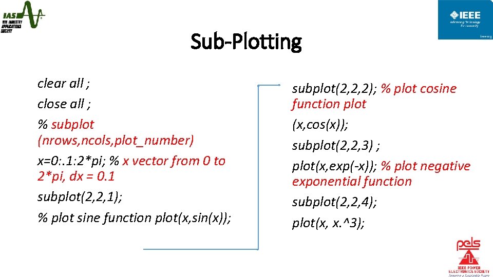 Sub-Plotting clear all ; close all ; % subplot (nrows, ncols, plot_number) x=0: .