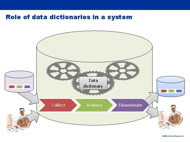 Rubric Role of data dictionaries in a system Data dictionary Collect Produce Disseminate www.