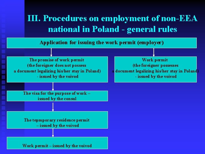 III. Procedures on employment of non-EEA national in Poland - general rules Application for